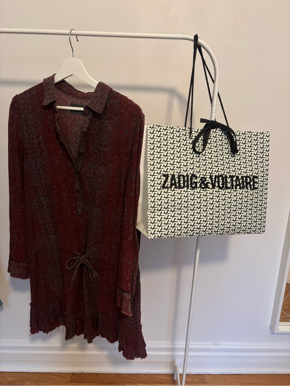Zadig & Voltaire Burgundy Printed Mini Dress